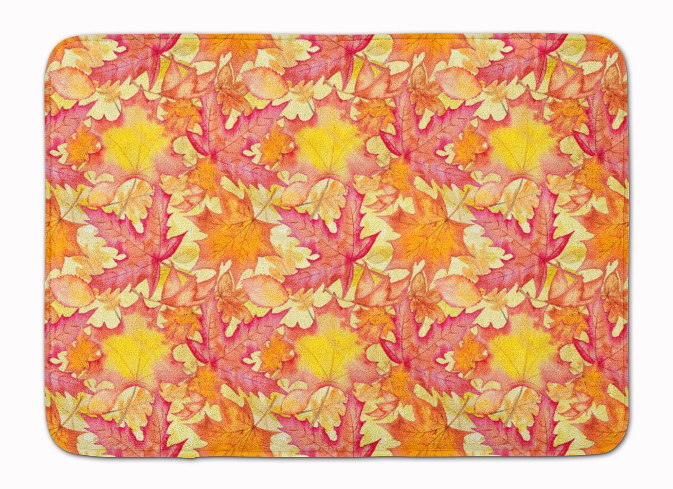 Fall Leaves Watercolor Red Machine Washable Memory Foam Mat
