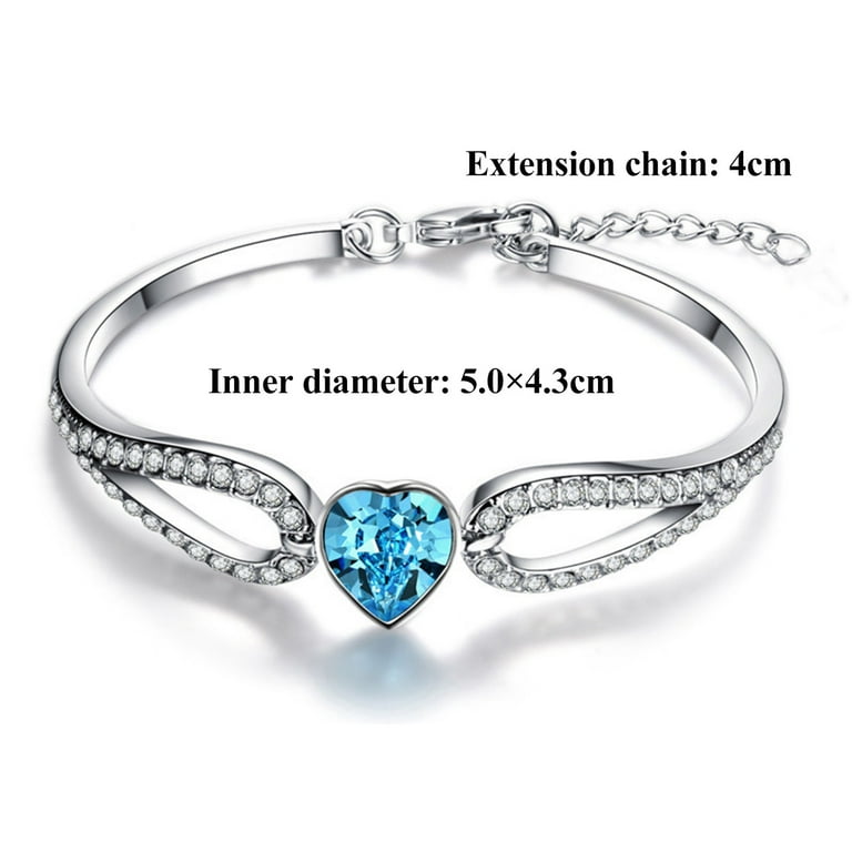 Heiheiup Angel Blue Diamond Heart Bracelet Rhinestone Bracelet