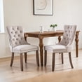 thumbnail image 2 of Hassch Velvet Fabric Chairs Set of 2, Upholstered Dining Chair with Button Tufted Back and Wood Legs for Living Room, Kitchen, Beige & Wood, 2 of 10