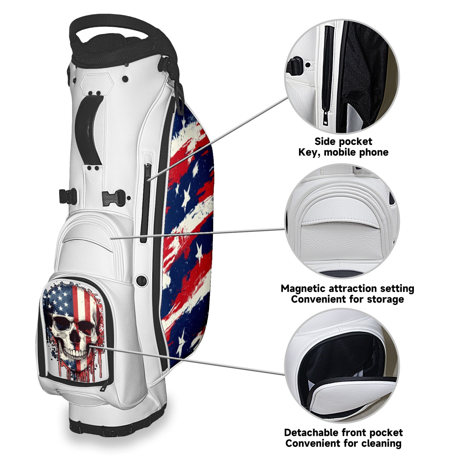 5 Ways Divider Golf Bag Waterproof Leather Golf Stand Bag Large Capacity & Versatile Personalized Customized Printing Golf Club Bag for Men Women 1754119211761