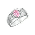 thumbnail image 3 of RYLOS Men's Rings 14K White Gold Classic 7X5MM Oval Gemstone & Diamond Ring Pink Ice October Birthstone Rings For Men, Gold Rings Size 13, 3 of 7
