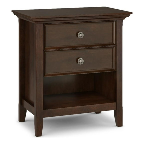 Pemberly Row Wood 24" Wide Traditional Bedside Nightstand Table - Russet Brown