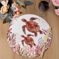 thumbnail image 3 of Ocean Red Turtles Round 13 Inch Placemats Set of 8, Coastal Coral Nautical Seagrass Flowers HeatResistant Non Slip Place Mats for Dining Table, Wipeable Braided Kitchen Table Mats for Housewarming, 3 of 9