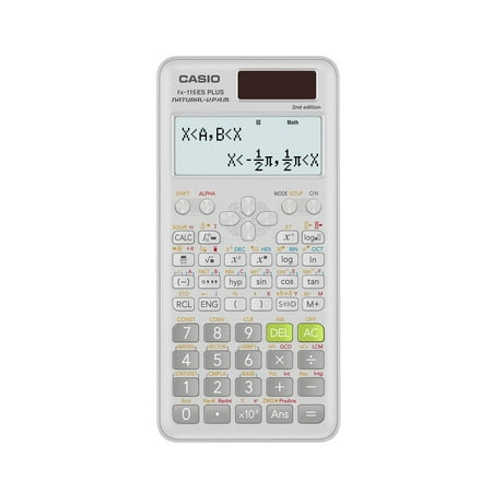 Casio FX-115ESPLUS2 Scientific Calculator  Natural Textbook Display  White The Casio FX-115ESPLUS2 Scientific Calculator has Natural Textbook Display which shows the formula and the results exactly as they appear in the textbook. This calculator offers 417 built-in functions such as fraction calculations  trigonometry  hyperbolic functions and more. This calculator includes a protective hard case. It has a large 2-line display for easy viewing. It is recommended for students taking General Math  Pre-Algebra  Algebra I and II  Geometry  Trigonometry  Statistics  Physics  Biology  Chemistry  Physics and Engineering. It is approved for ACT  SAT  AP  PSAT tests. Color of calculator is white.