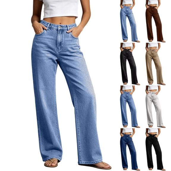 VBVC Women's Straight Leg Jeans with Pockets , High Waisted Denim Pants For Women, XXS-3XL