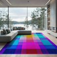 thumbnail image 2 of ODIKA 6'x9' Washable Area Rug Non-Slip, Chair-Friendly, Ombre Checkered Short Plaid Grid Groovy Blocks Gradient Pile for Dining Room, Under Table, Office Décor, 2 of 7
