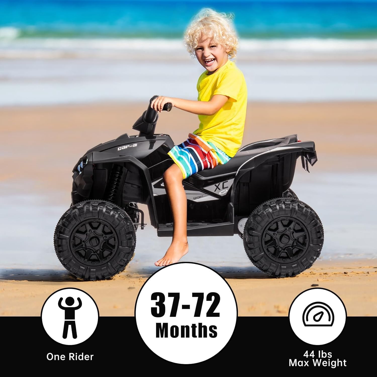 Luku 12V Kids Ride-On Electric ATV, 4 Wheel Dual Drive Toy Car with Music for Boys Girls Gift, Black