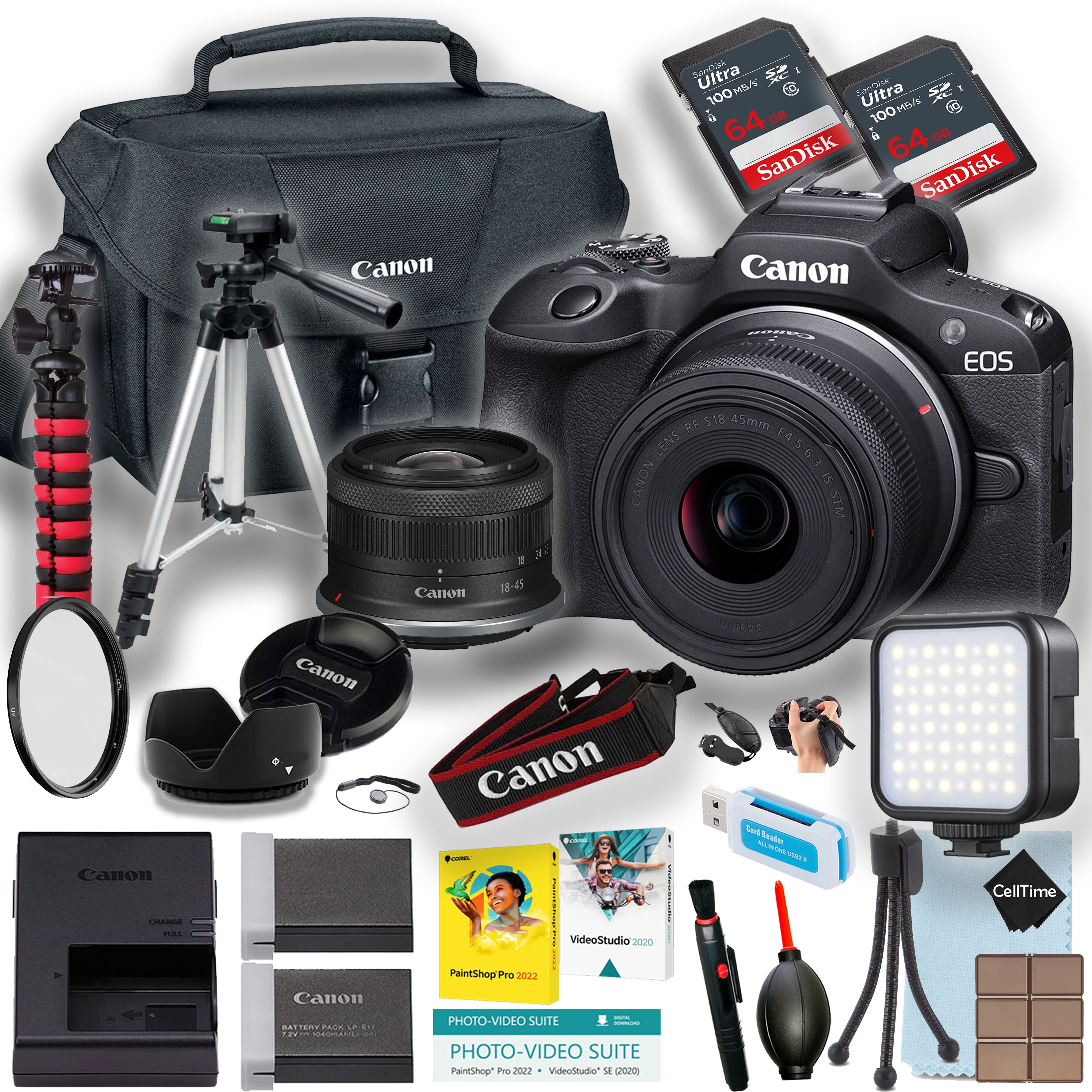 Canon IXY 650 Digital Camera with 12x Zoom, 64GB Card, Tripod