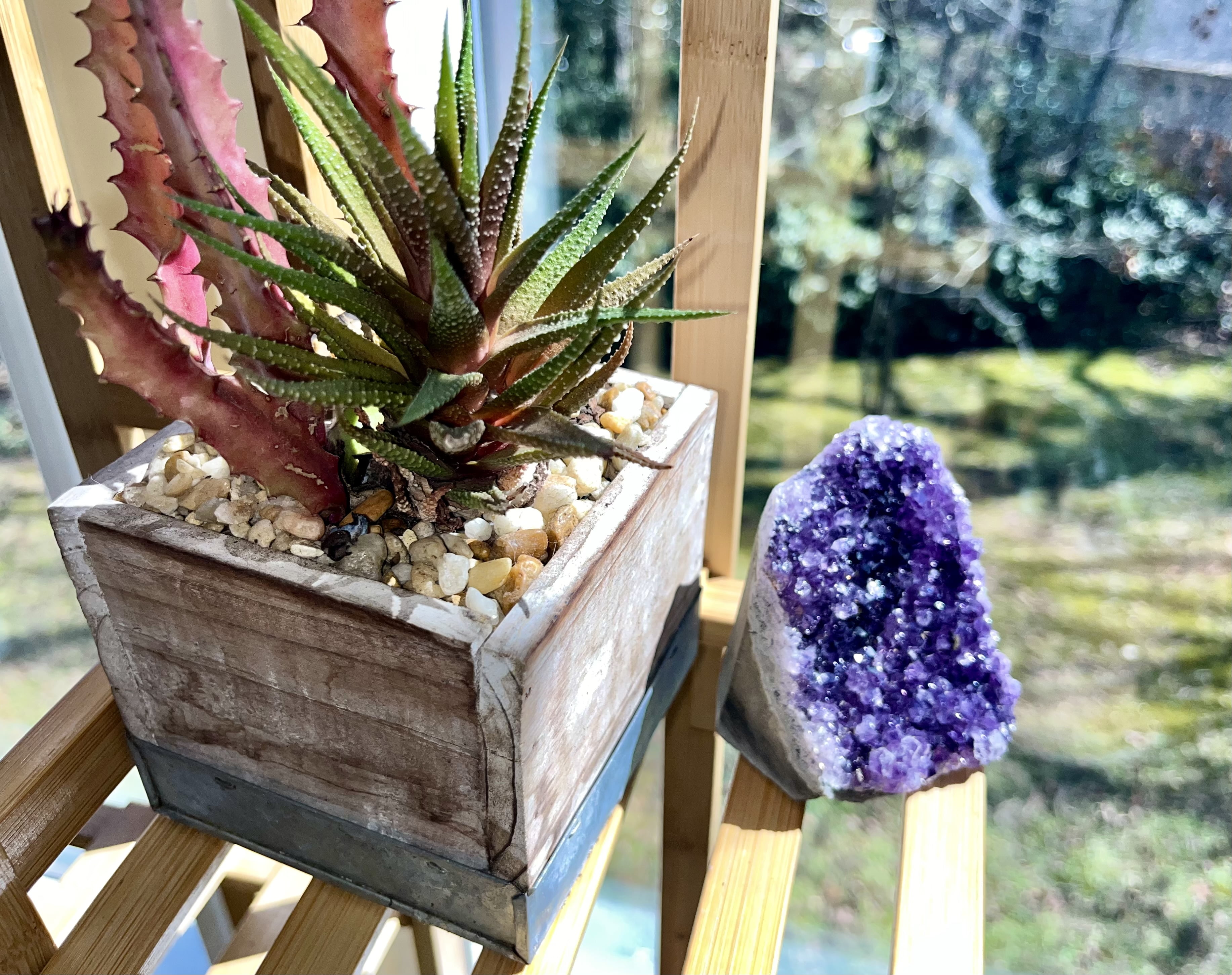 Extreme Rocks & Fossils Natural Amethyst Crystal Cluster Geode 2-2.5 lb, Deep Purple Raw Crystal from Uruguay with Polished Edges, Free 3" Selenite Wand