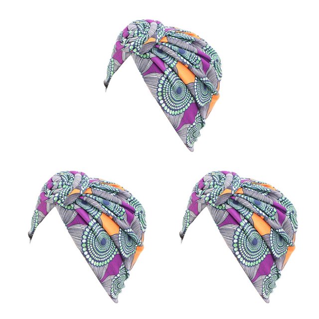 Guardurnaity Envolturas para la cabeza para mujer Diseño elástico Nudo Caps Bonnet Fancy Headwear verde 3Conjunto