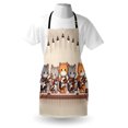 thumbnail image 4 of Cat Apron, Kawaii Kitties Playing Electric Guitars Funny Anime Animals Band Cartoon, Unisex Kitchen Bib with Adjustable Neck for Cooking Gardening, Adult Size, Grey Orange and Pale Tan, by Ambesonne, 4 of 4