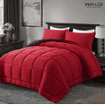 thumbnail image 3 of YEPCLUB 3-Piece Twin Size Comforter Set, Black and Red Down Alternative Reversible Bedding Set, All-Season Quilted Soft Comforter with Pillowcases, 3 of 4
