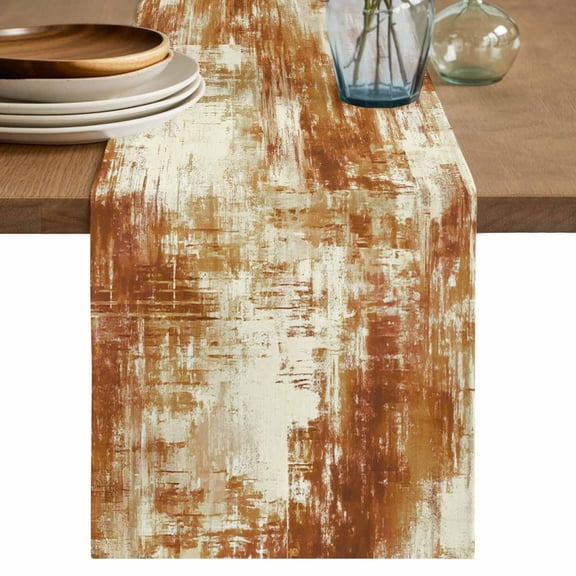 Table Runner 72 Inches Long for Kitchen Dining, Brown Ombre Dresser Scarf Farmhouse, Dining Table Decorations for Wedding/Parties, Gradient Abstract Art Vintage 13 x 72 In