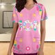 thumbnail image 2 of Camiseta de manga corta con cuello en V y estampado de mujer con estilo Blusa suelta con estampado OAVQHLG3B Store  lin121212, 2 of 4