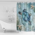 thumbnail image 2 of Ocean Sea Shower Curtain, 36" x 72", Turtle Starfish Undersea Nautical Vintage Blue Waterproof Bathroom Curtain Washable Shower Curtain Set with 12 Hooks, 2 of 6