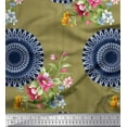 thumbnail image 1 of Soimoi Poly Georgette Fabric Stripe,Floral & Mandala Printed Fabric 1 Yard 42 Inch Wide, 1 of 1