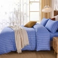 thumbnail image 4 of Rainbow Striped Duvet Cover Set Queen Size, 100% Cotton Bedding Set with Zipper Closure & 8 Corner Ties, Luxury Linen Like Bedding, Soft Breathable Comforter Cover for All Seasons, 4 of 12