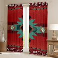 thumbnail image 2 of Manfei Boho Western Aztec Black Out Curtains for Adult, Red Teal Triangle Abstract Curtains Pack of 2 (42x63 Each), Rustic Farmhouse Bedroom Curtains, Window Curtains Decor, 2 of 6