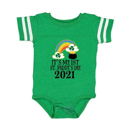

Inktastic 2021 1st St Patricks Day Cute Childs Gift Baby Boy or Baby Girl Bodysuit