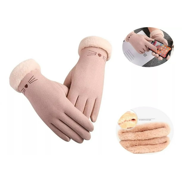 Guantes Mujer Afelpados Termicos Touch Frio Gamusa Elegantes