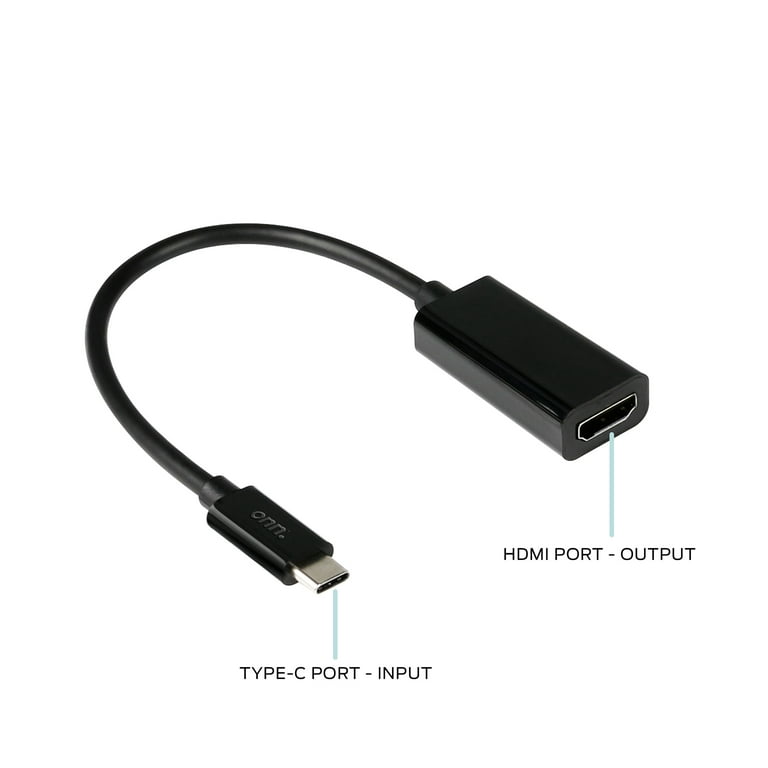 Onn. USB-C to HDMI Adapter - Black - 6 in