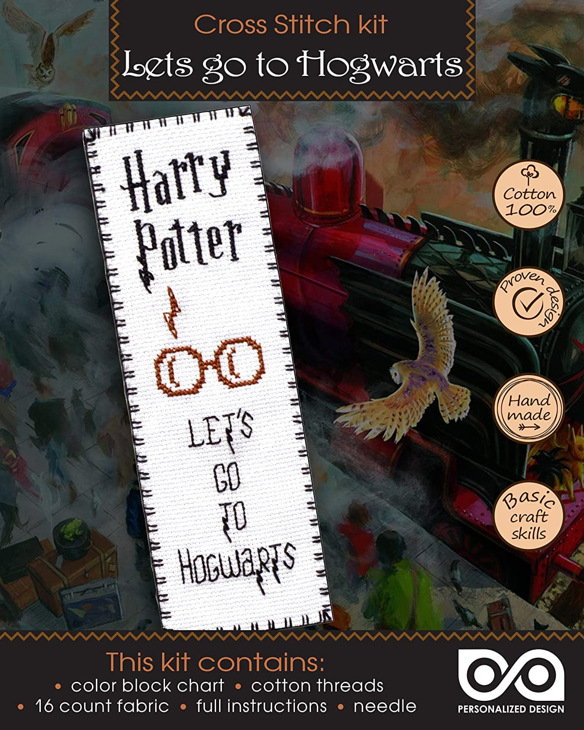 Harry Potter Cross Stitch Bookmark Kit for Kids “Let's Go to Hogwarts