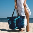 thumbnail image 6 of Sigee Blue Marble And Gold Print Extra Large Waterproof Beach Travel Bag with Zipper - Durable and Versatile for Vacation, Gym, and Daily Use, 6 of 7
