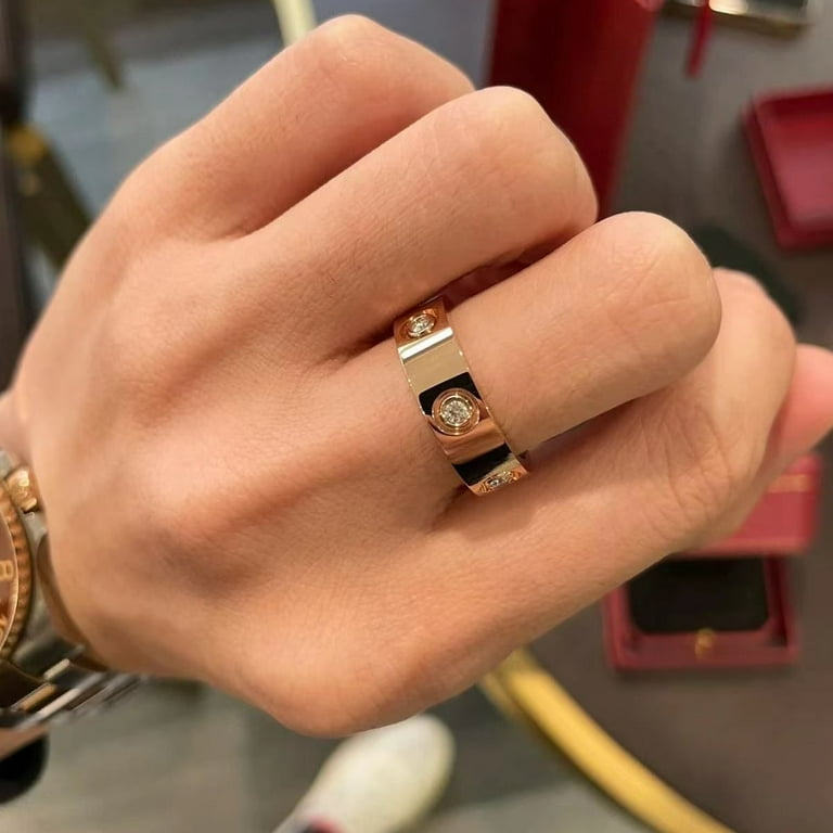 Love Rings with Cubic Zirconia Screw Design for Women Men,5MM 361L