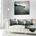 thumbnail image 2 of Designart Wooden Bridge into Blue Sea - Modern Throw Pillow - 16x16, 2 of 4