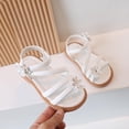 thumbnail image 5 of FINALGANG Little Girls Adjustable Ankle Strap Rhinestone Floral Multi Thin Strap Open Toe Sandals Thick Flat Sole Summer Casual Princess Sandals Classic Shoes 5-5.5 Years, 5 of 5