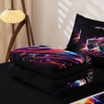 thumbnail image 6 of Manfei Monster Truck Zipper Twin Comforter Sets with Fitted Sheet and 2 Pillowcases,Neon Lights Print Zipper Bedding Set,Black,Black Reversible,4pcs, 6 of 8