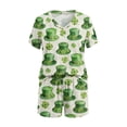 thumbnail image 4 of Conjuntos de blusas y camisas de manga corta con cuello en V para niños, conjunto informal de blusa y pantalones cortos de manga corta con cuello en V y estampado de colores para el Día de San Patrici, 4 of 7
