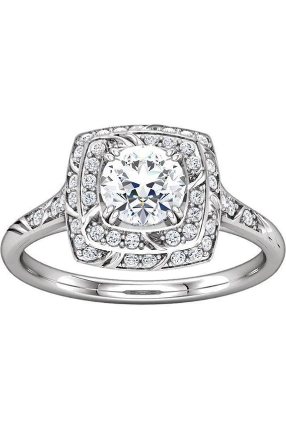 Enterprises 50509 1.79 CT Vintage Style Round Diamond Halo Ring with Accents, Size 6.5