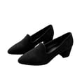 thumbnail image 5 of Gpaecead Women's Pointed Toe Block Heel Pumps Solid Color Faux Suede Slip On Elegant Loafers For Commute Daily Black, 5 of 8