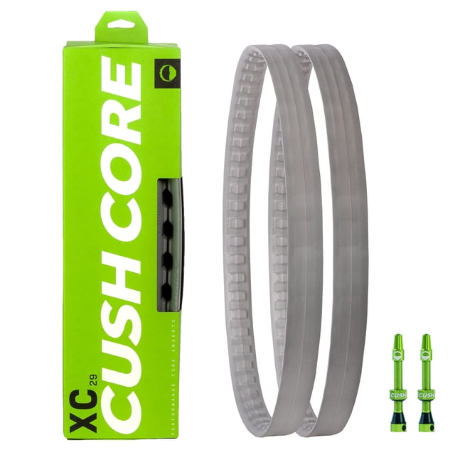 CushCore XC Set - Includes (2) Tire Inserts, (2) Presta Valves & Rim Stickers, Easy At-Home Installation, Bicycle Tire Inserts, Helps Improve Ride Quality, Fits a 1.8"-2.4" Tire (2-Pack)