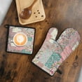thumbnail image 5 of Pioneer Flower Kitchen Oven Mitt and Pot Holder Sets 2 Pcs for Baking, Cooking and Grilling, Heat Resistant Up To 392 °F, 5 of 7