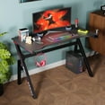thumbnail image 2 of PayLessHere 47 Inch Gaming Desk PC Carbon Fiber Table with Cup Holder & Headphone Hook,Red, 2 of 8