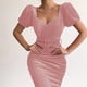 thumbnail image 4 of Moda mujer Casual Sexy cuello en V sólido manga corta verano cinturón vestido de fiesta Fridja  nalpqowj28697, 4 of 9