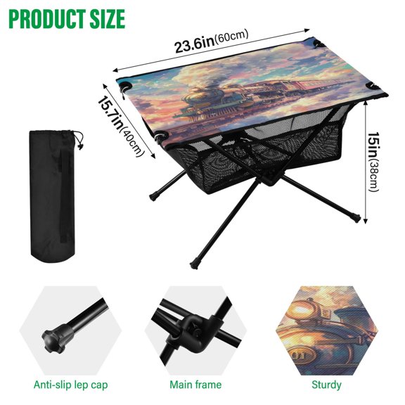 BZSMCE Camping Tables Simple Folding Table Blossom Reflection Pattern Size:23.6*15.7in