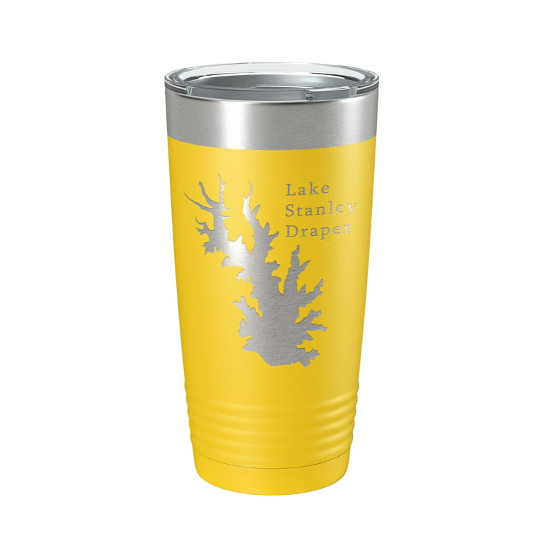 Lake Stanley Draper Map Tumbler Travel Mug Insulated Laser Engraved Coffee  Cup Oklahoma 20 oz Yellow 