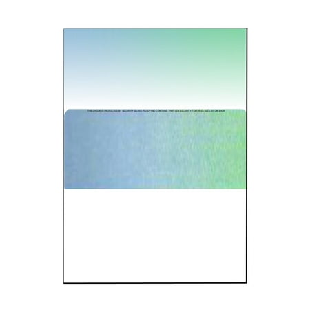 Zapco High-Security Check Paper, Blue-Green Gradient w Multiple Complex Background Pattern, 8-1/2" x 11", Microperfed with 1-Up Check, 13 Security Features - PACK OF 250 SHEETS