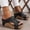Black, variant on Womens Platform Wedge Sandals Cork Sole Open Toe Cut Out Metal Studs On Summer Beach Shoes Sandals For Women Casual Women Sandals Walking Shoes Coffee US :7