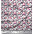 thumbnail image 1 of Soimoi Tissu Crêpe Polyester Imprimé Feuilles & Roses au Mètre 52 Pouces de Large, 1 of 3