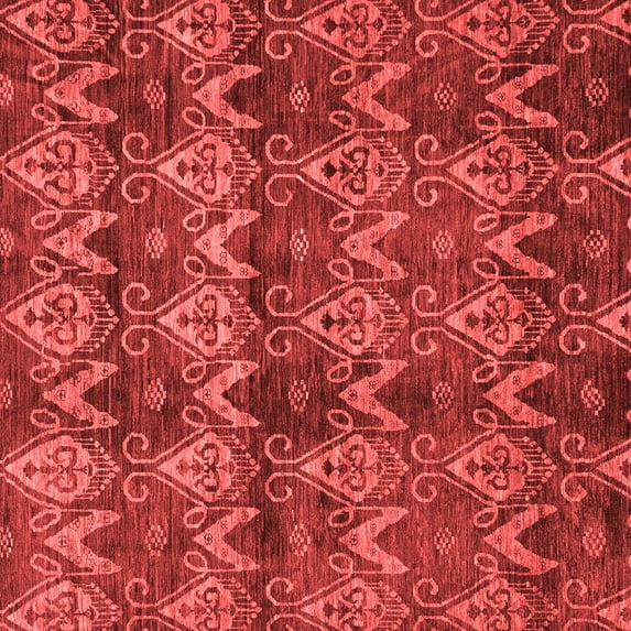 Ahgly Company Machine Washable Indoor Square Abstract Red Modern Area Rugs, 6' Square