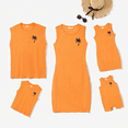 thumbnail image 1 of PatPat Family Matching Orange Terry Tank Top and Bodycon Tank Dress Sets, 1 of 5