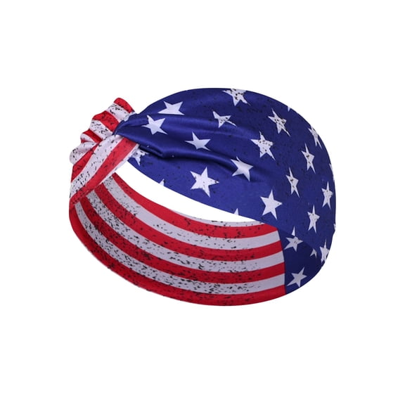 Patriotic Star Stripe Headband Knotted Wide Hair Band for Independence Day Parade Party Festival Celebration