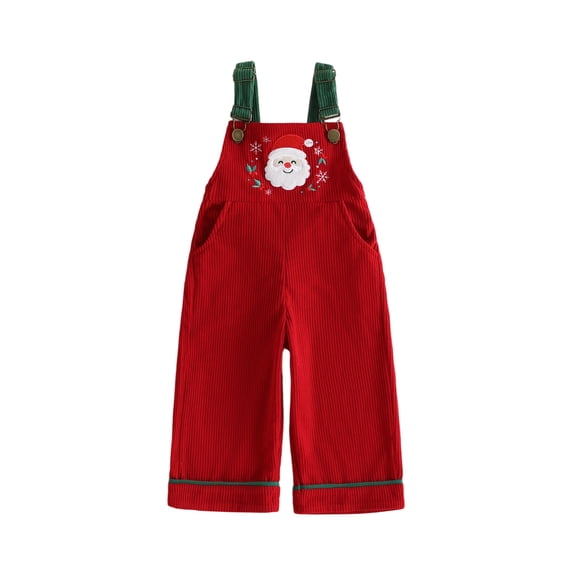 RUINIXCW Toddler Baby Boy Girl Christmas Overalls Xmas Outfit Fall Winter Clothes Corduroy Romper Bib Overalls Santa Adjustable Strap Jumpsuit Pocket