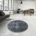 thumbnail image 4 of Ahgly Company Machine Washable Indoor Round Industrial Modern Light Slate Gray Area Rugs, 4' Round, 4 of 7