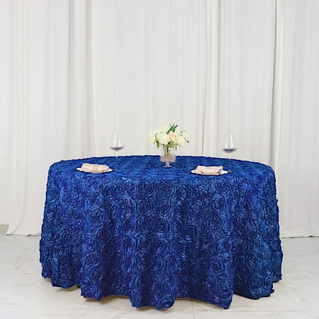 

BalsaCircle Round 120 Satin Raised Tablecloth Rosette Floral Dinner Kitchen Royal Blue