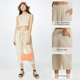 thumbnail image 5 of Uqiangy Linen Palazzo Trousers High Waisted Drawstring Capris Women's Linen Wide Leg Capri Pants Cropped Pants Women Boho Capris For Women Linen Cropped Pants Women Linen Capris For Women Beige L, 5 of 9